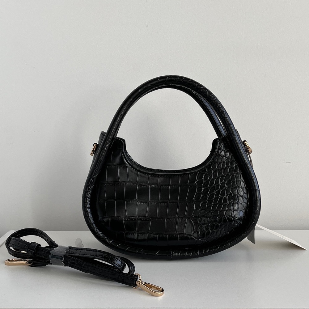 A NEW DAY  Black Croc-Embossed Women's Bag with detachable strap